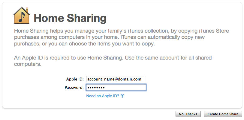 iTunes: Setting up Home Sharing on your computer
