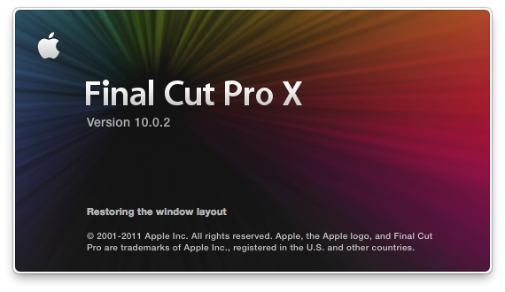 Final Cut Pro X: May stop responding at Restoring the window layout or open to a gray window