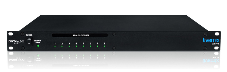 Livemix DA-816 digital to analog output unit for personal monitor system