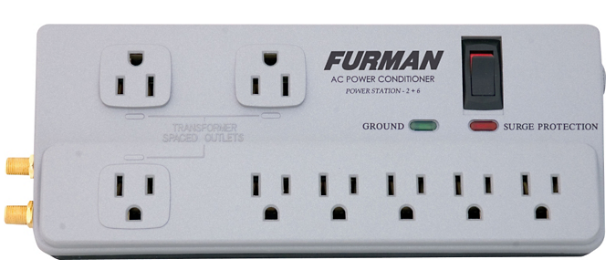 Furman PST-2+6 15A AC Strip 8 Outlets, Plastic Chassis, 8Ft Cord, UL1449 Standard Surge Protection